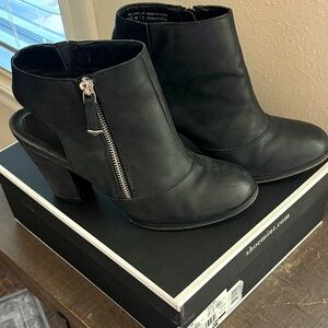 Shoemint Black Ankle Booties with Silver Zipper